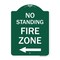 Signmission No Standing Fire Zone W/ Left Arrow, Green & White Aluminum Sign, 18" x 24", GW-1824-23586 A-DES-GW-1824-23586 - alternate 1